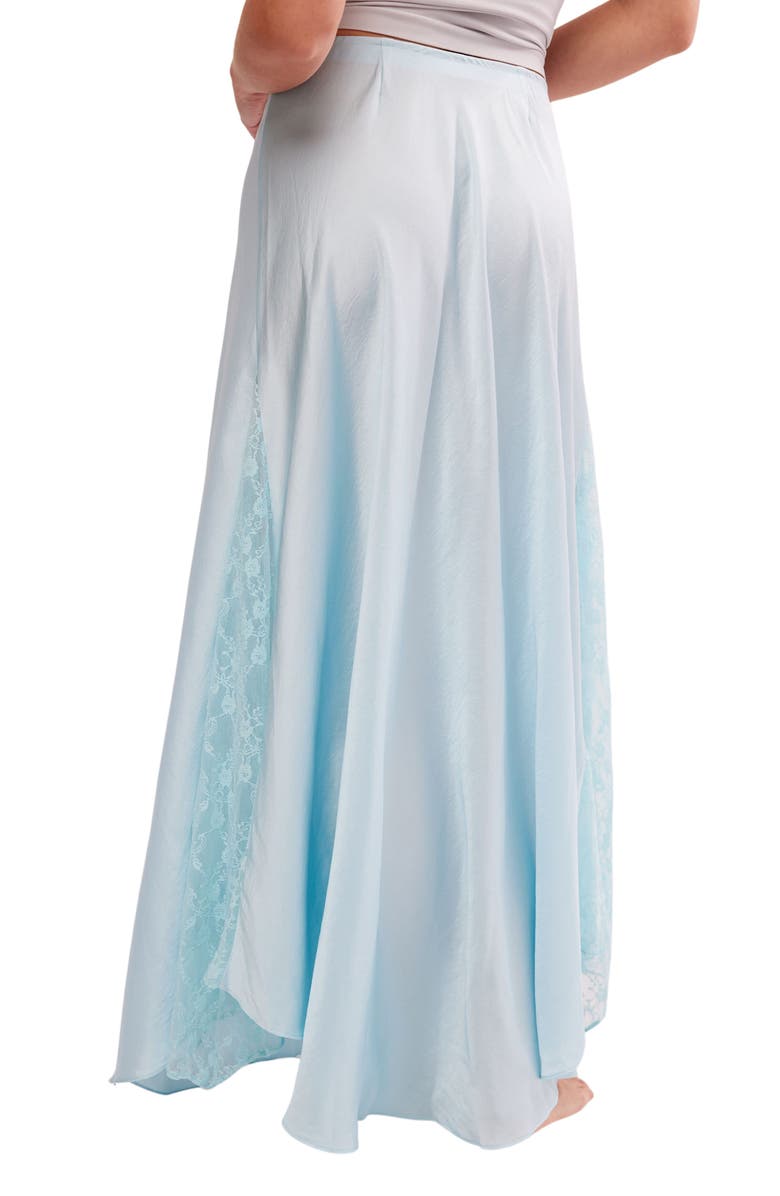 Free People Make You Mine Lace Inset Satin Maxi Slip Skirt, Alternate, color, Seasky Blue