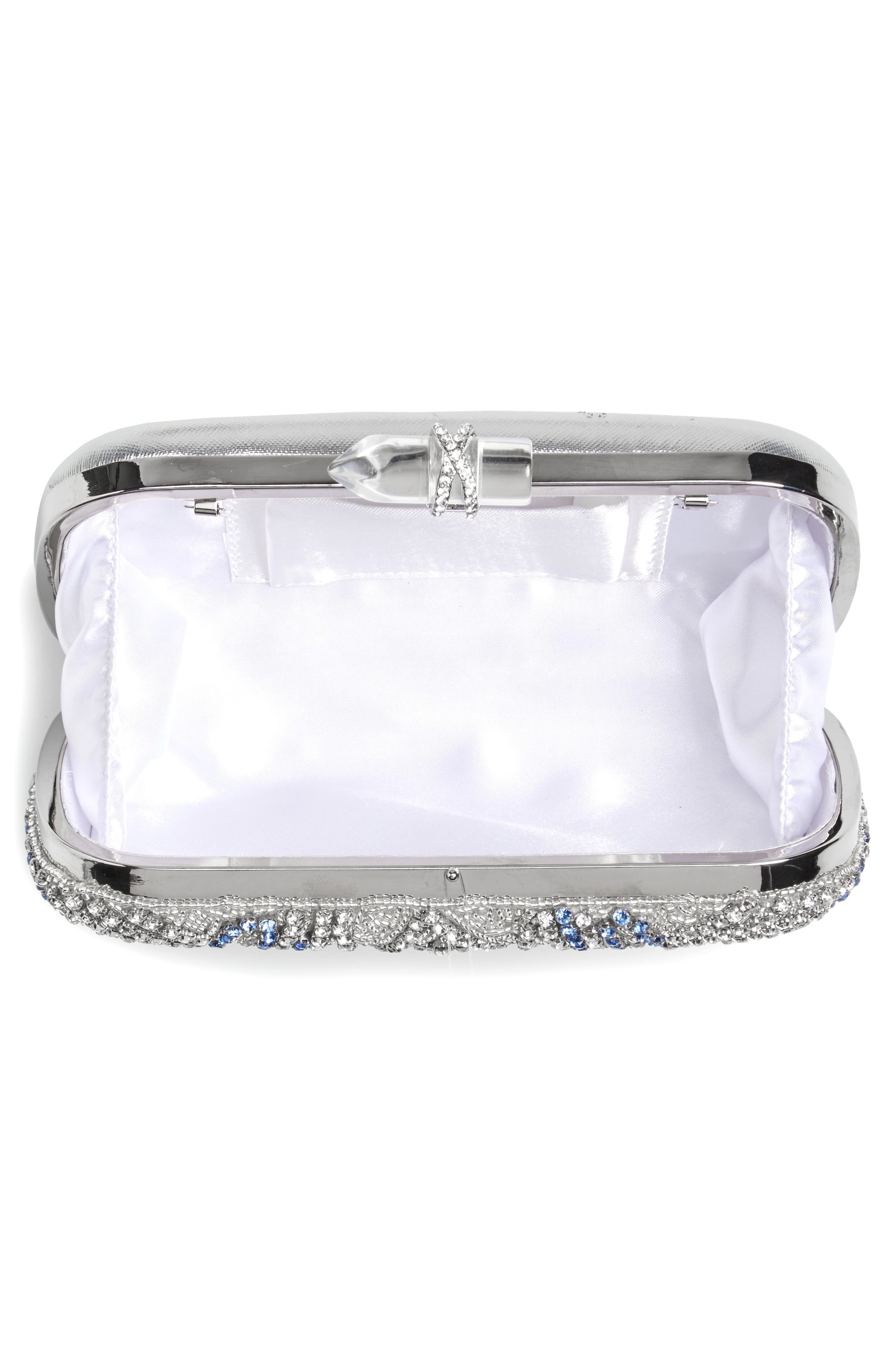 Nina Gelsey Crystal Embellished Minaudière, Alternate, color, Silver Multi