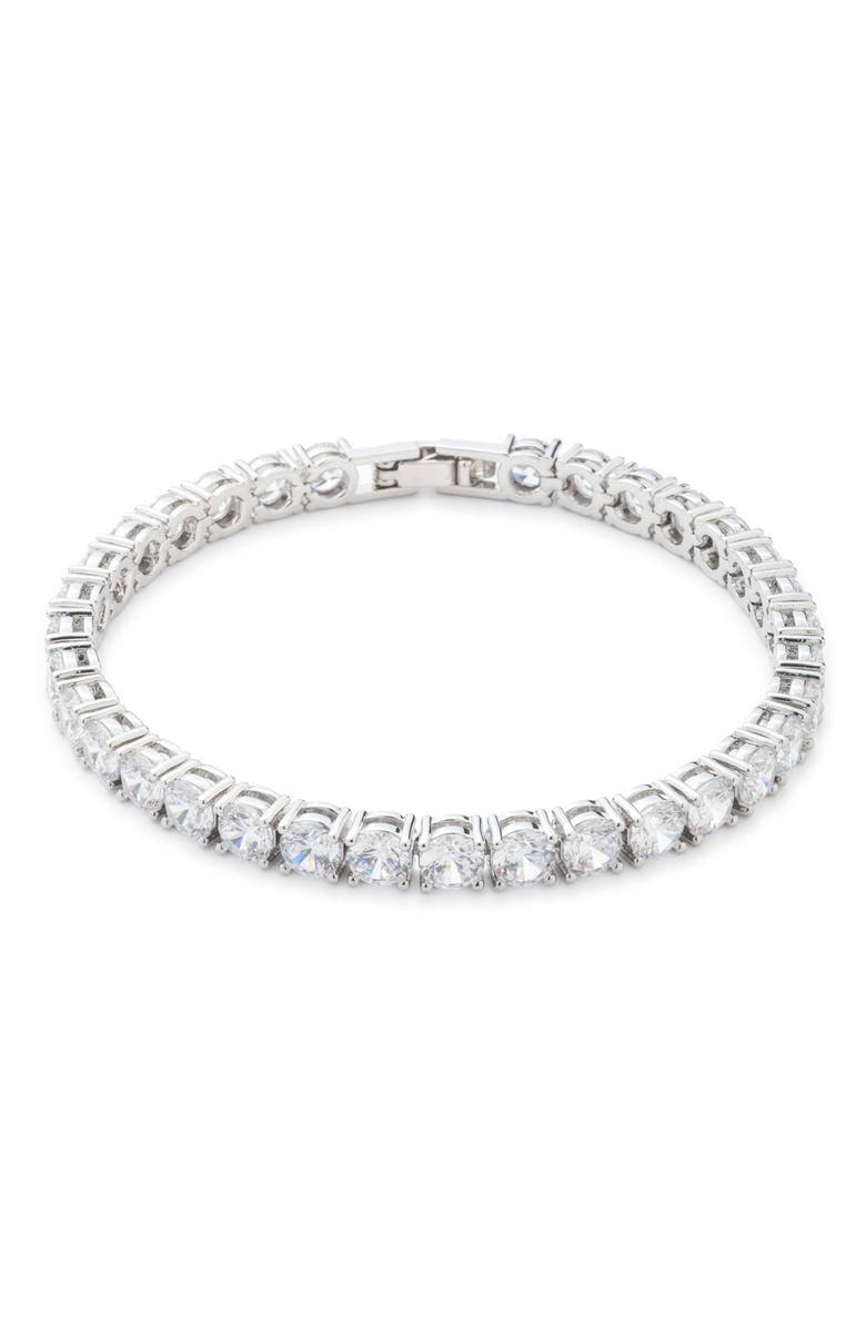 Marchesa Peachy Keen Cubic Zirconia Bracelet, Main, color, Silver