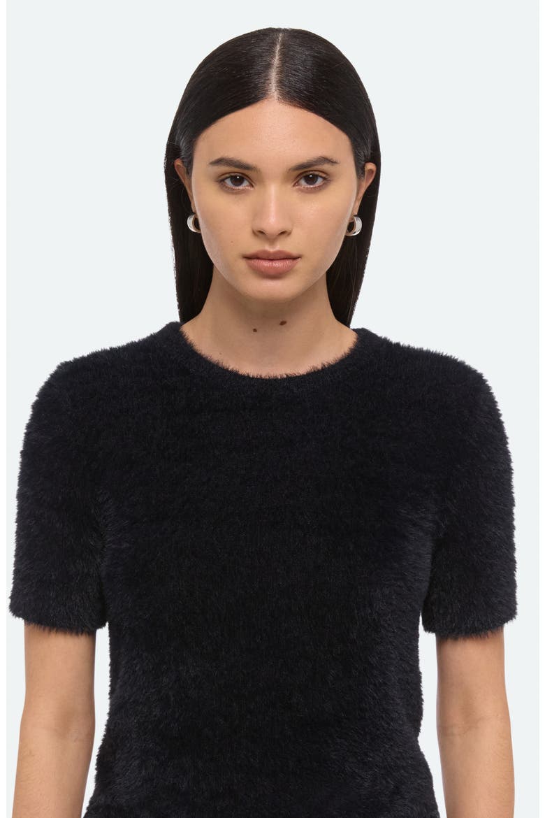 Eyelash Faux Fur Crop Top, Alternate, color, BLACK