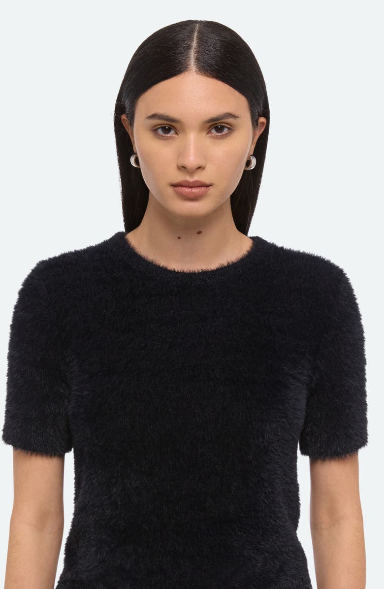 Helmut Lang Eyelash Faux Fur Crop Top, Alternate, color, Black