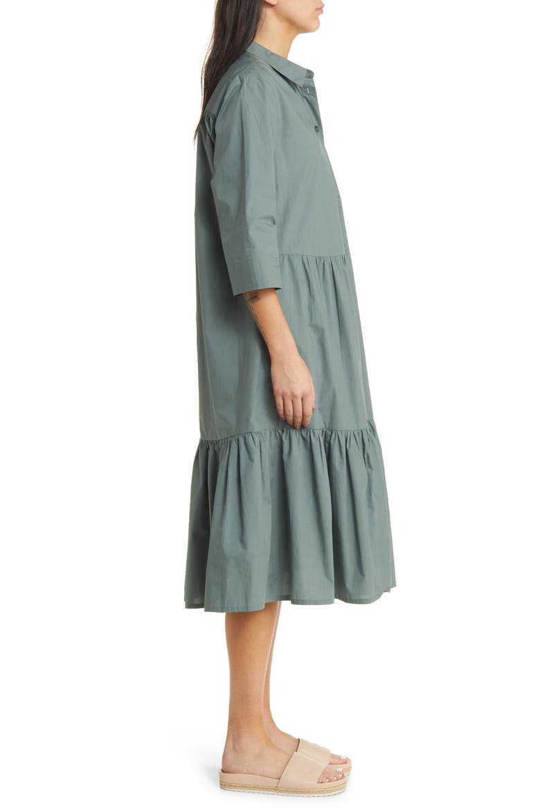 Cotton Shirtdress, Alternate, color, BALSAM GREEN