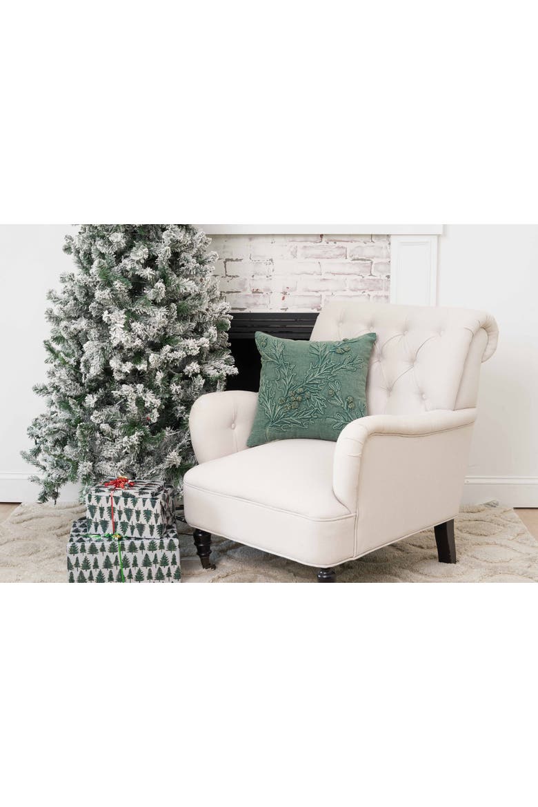 Green Botanical Foliage with Cones Christmas Throw Pillow 18" x 18", Alternate, color, Green