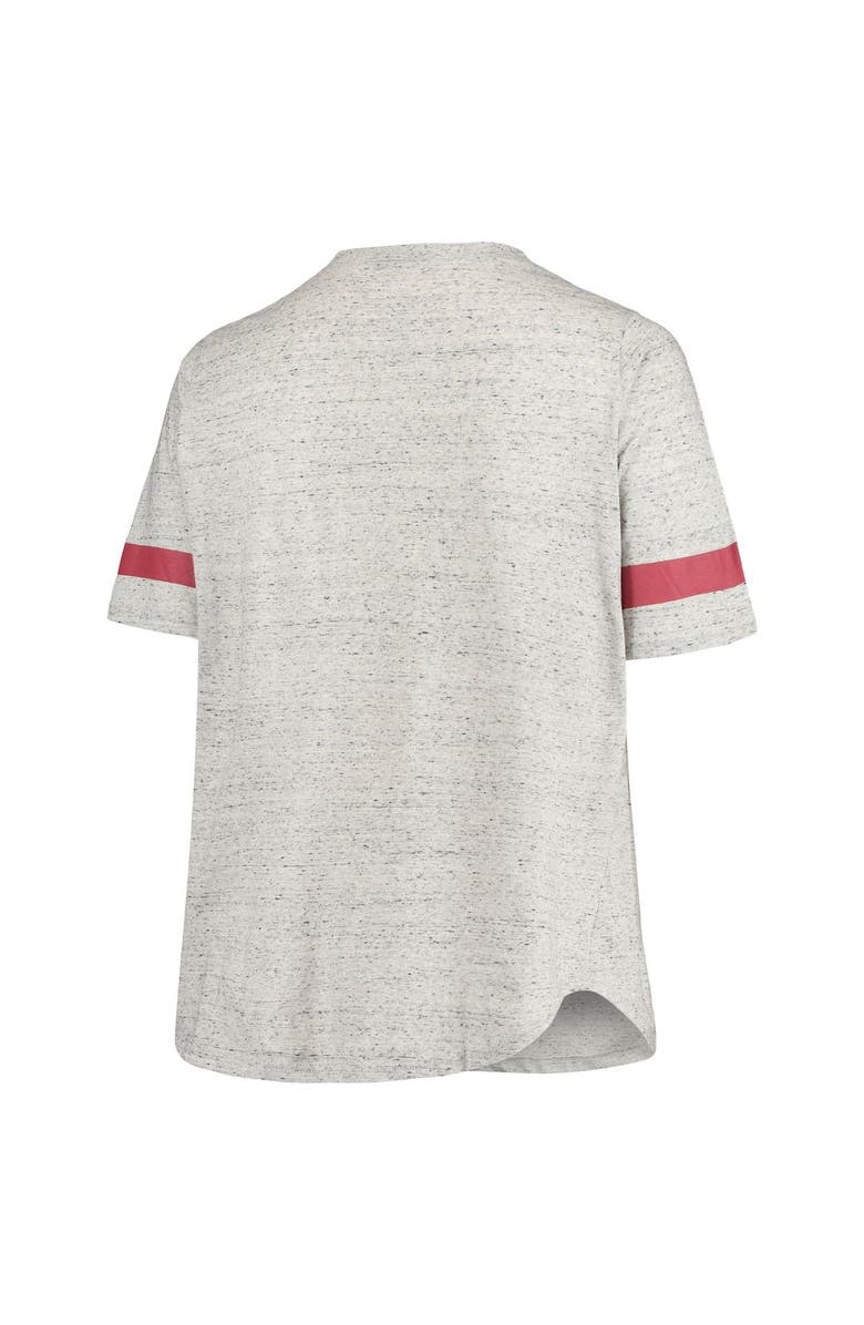 PROFILE Women's Heathered Gray Oklahoma Sooners Plus Size Lace-Up V-Neck T-Shirt, Alternate, color, Heather Gray