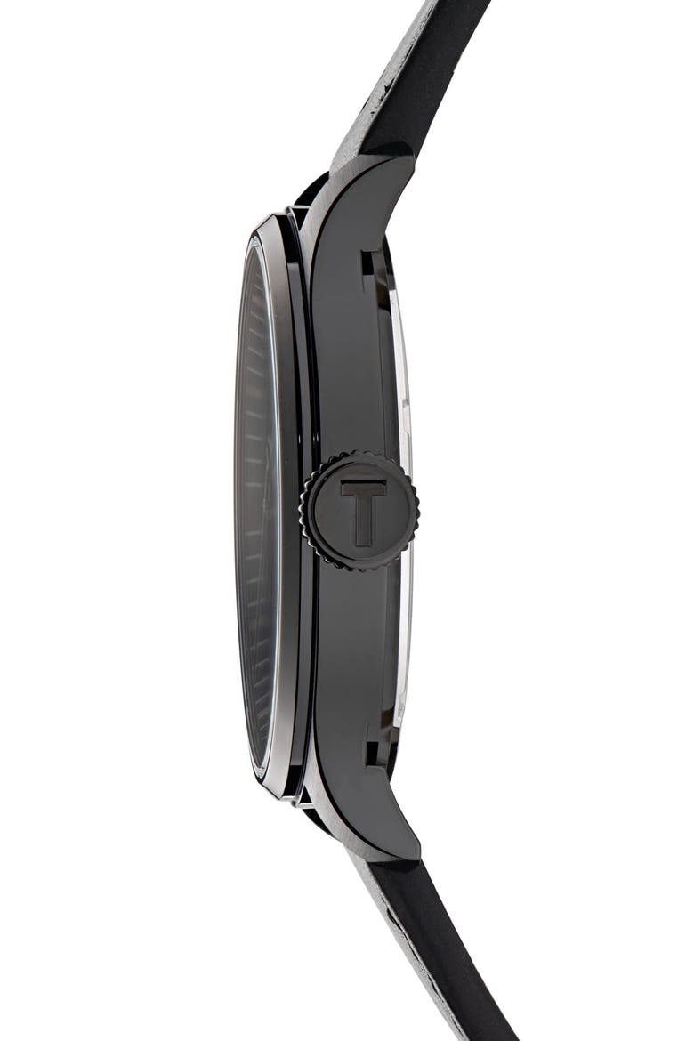 Leather Strap Watch, 20mm, Alternate, color, BLACK