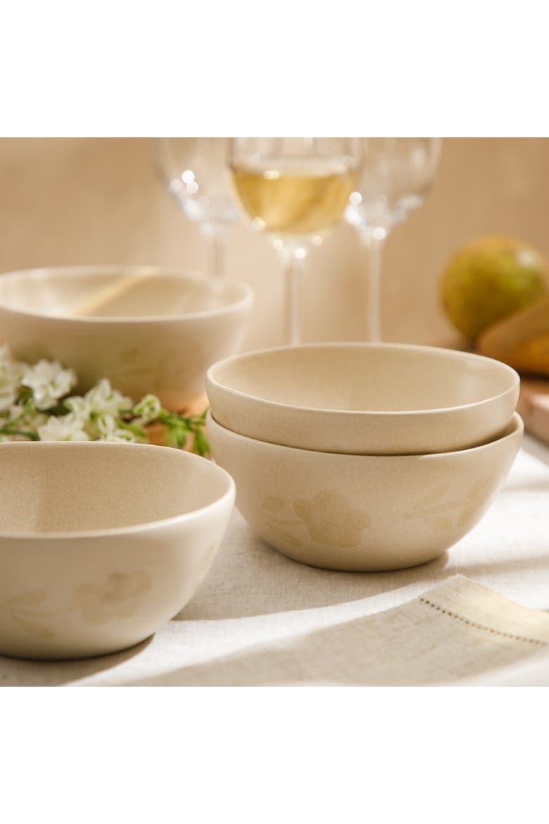 Porto Petals 6.4 Inch Cereal Bowls Set of 4, Alternate, color, Lilly Cream