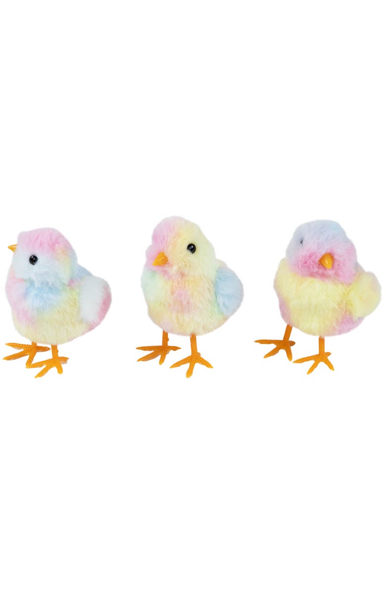 Northlight Plush Tie Dye Easter Chick Figurines - 4.25" - Set of 3, Alternate, color, Multi