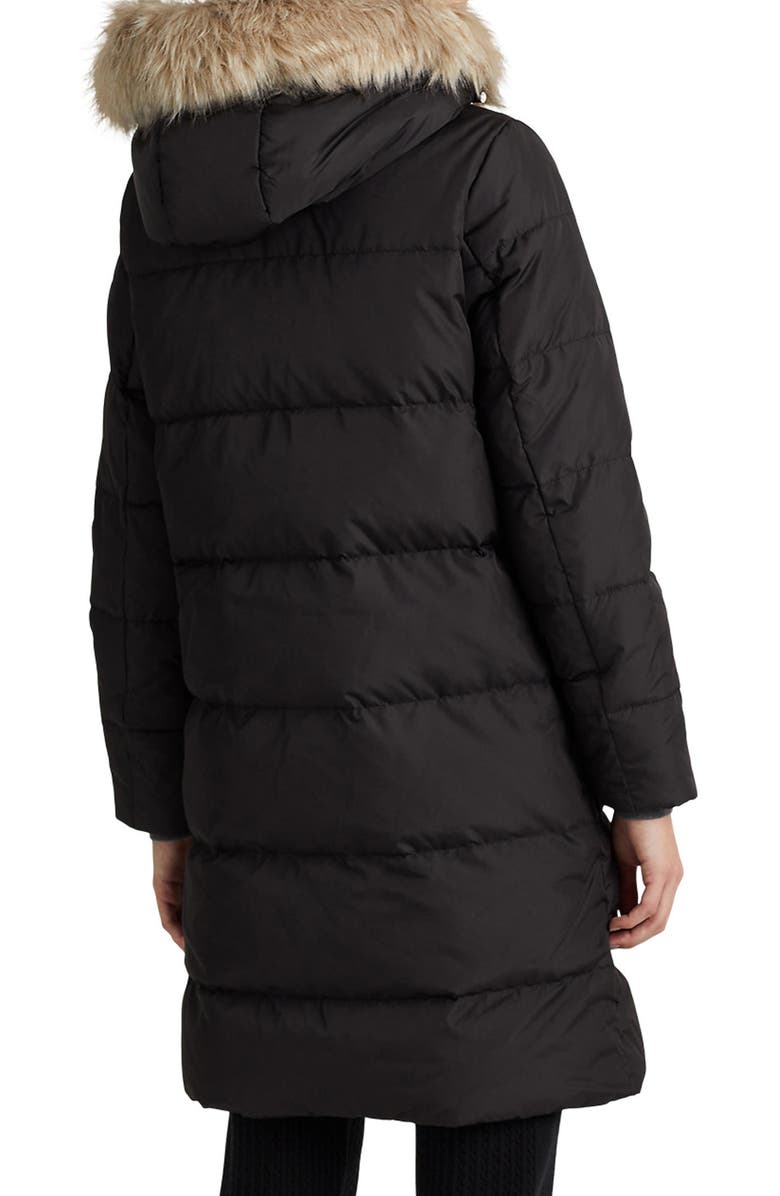 Lauren Ralph Lauren Faux Fur Trim Down & Feather Puffer Coat, Alternate, color,