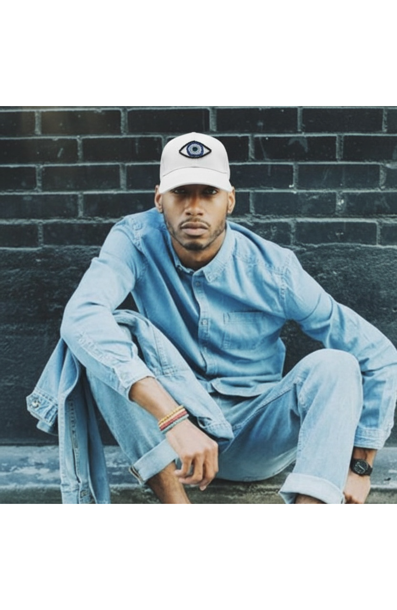 C. GRASSI The Energy Project - Evil Eye Hat, Alternate, color, White