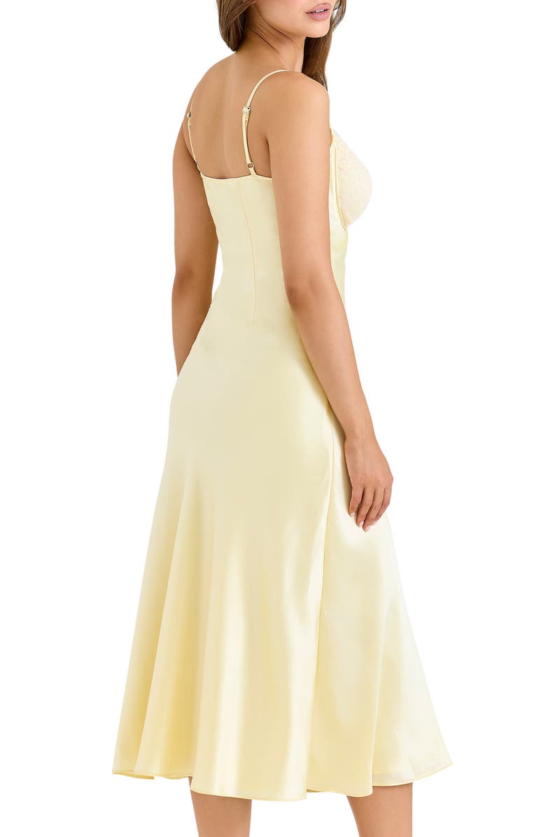 HOUSE OF CB Felicity Lace & Satin Midi Dress, Alternate, color, Yellow