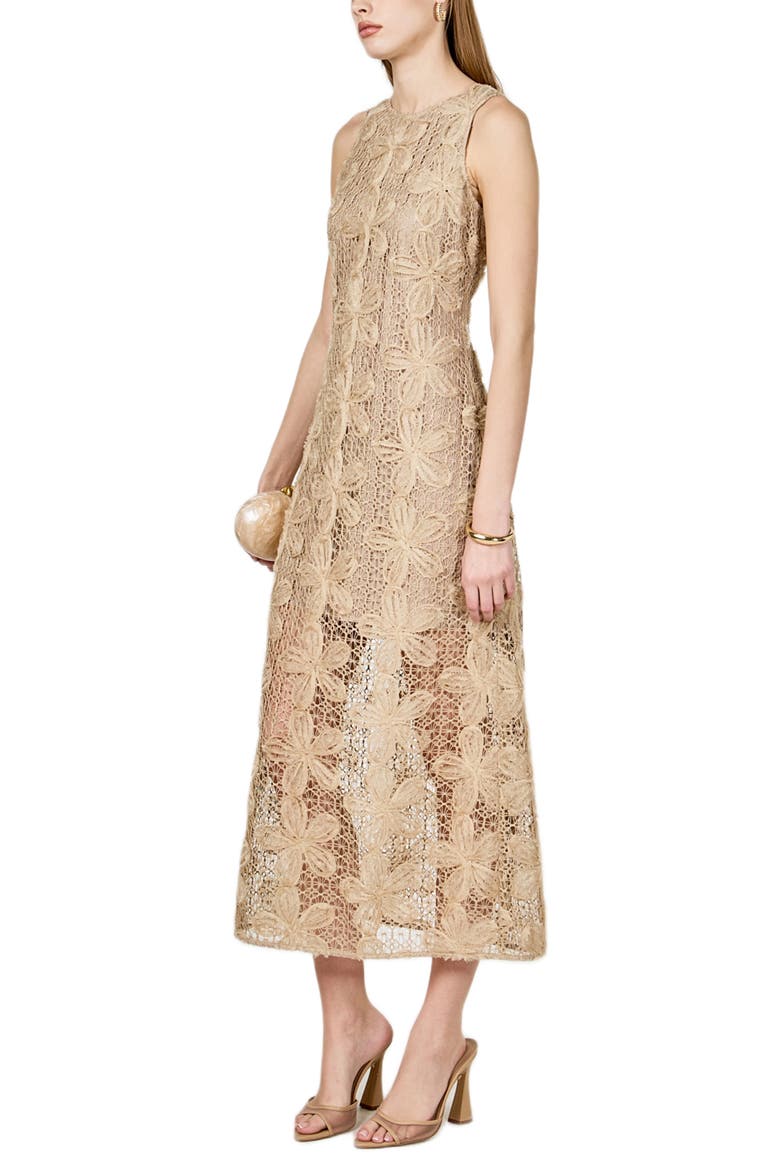 Lacy Sleeveless Dress, Alternate, color, TAUPE