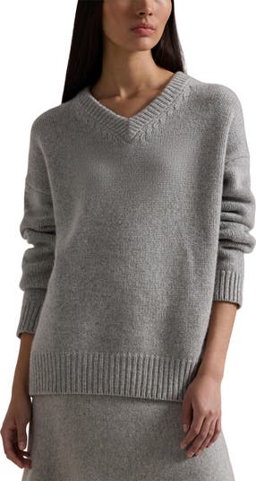 Nordstrom Cashmere Gray V-Neck Sweater Small outlet