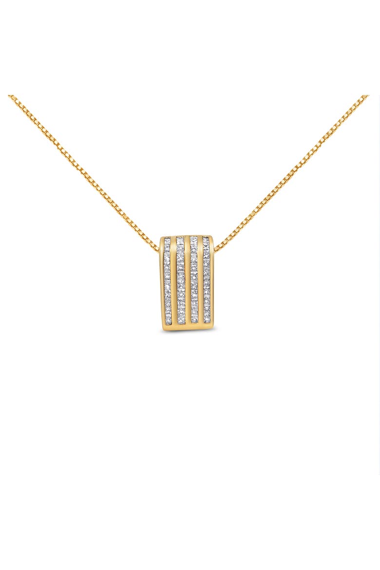 14K Yellow Gold 2 1/3 cttw Princess Cut Diamond Block Pendant Necklace, Main, color, Yellow