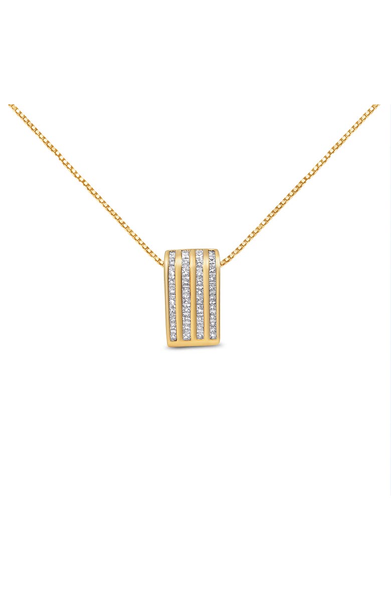 Haus of Brilliance 14K Yellow Gold 2 1/3 cttw Princess Cut Diamond Block Pendant Necklace, Main, color, Yellow