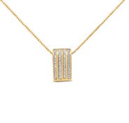 Haus of Brilliance 14K Yellow Gold 2 1/3 cttw Princess Cut Diamond Block Pendant Necklace