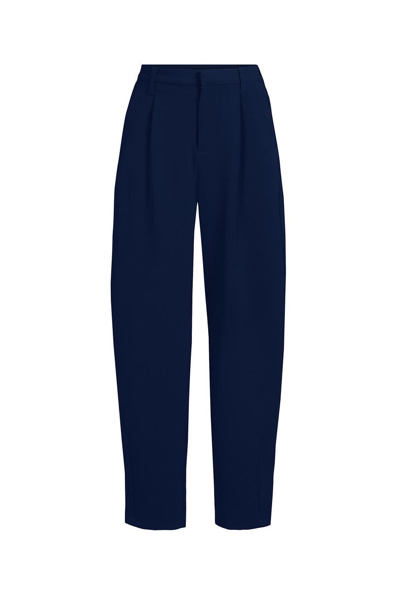 Crepe High Rise Pleated Barrel Leg Ankle Pants, Alternate, color, Deep Sea Navy