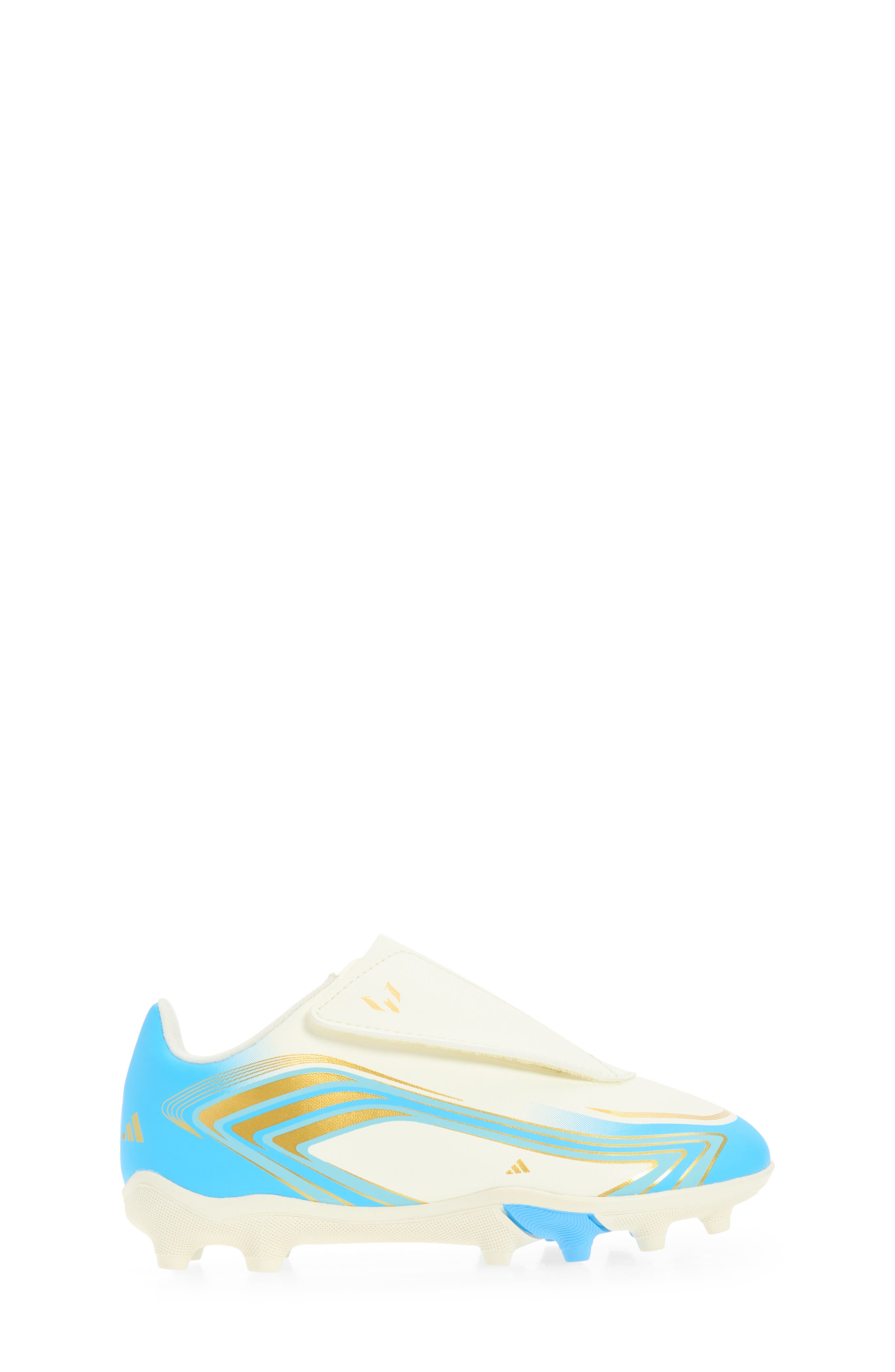 adidas Kids' F50 Messi Club Soccer Cleat, Alternate, color, Ivory/ Semi Blue/ Icey Blue