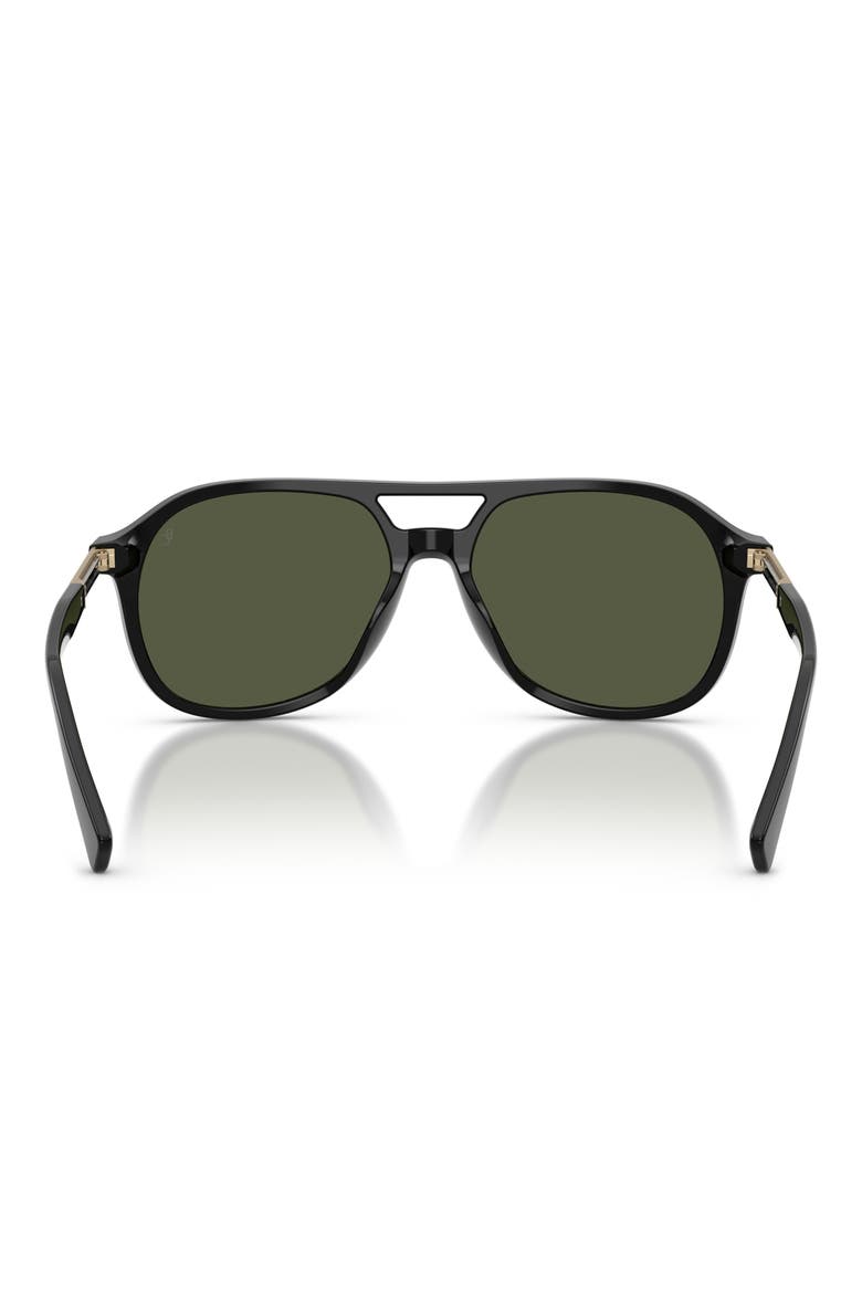 56mm Pilot Sunglasses, Alternate, color, BLACK