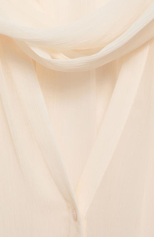 MANGO MANGO PUFF SLEEVE TIE NECK BUTTON-UP SHIRT