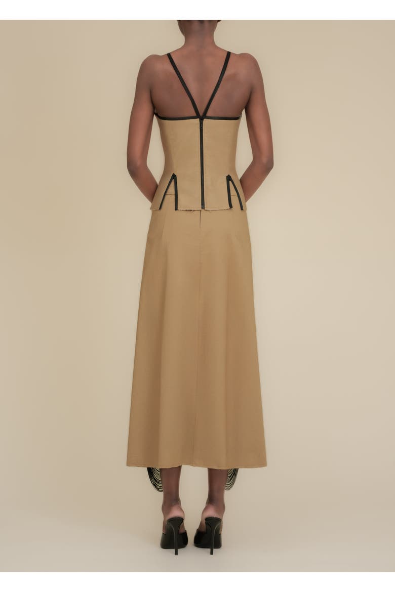 Madeleine Fitted Corset-Inspired Poplin Top, Alternate, color, Tan