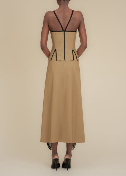 Contessa Mills Madeleine Soft Fringe-trimmed Stretch Cotton Poplin Skirt In Gold
