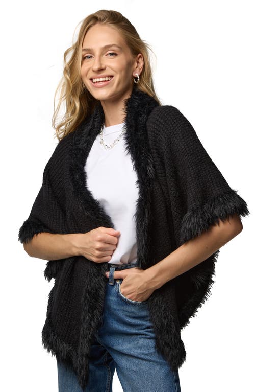 Saachi Faux Fur Trim Topper In Black