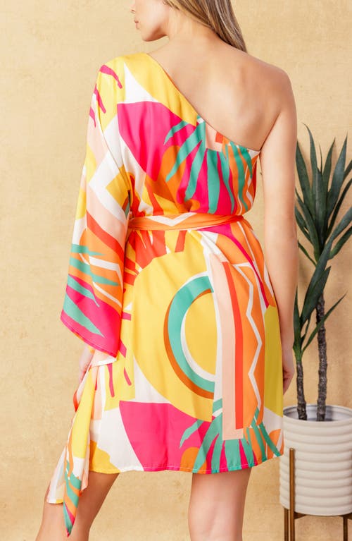 Flying Tomato One Shoulder Shift Dress In Pink Orange