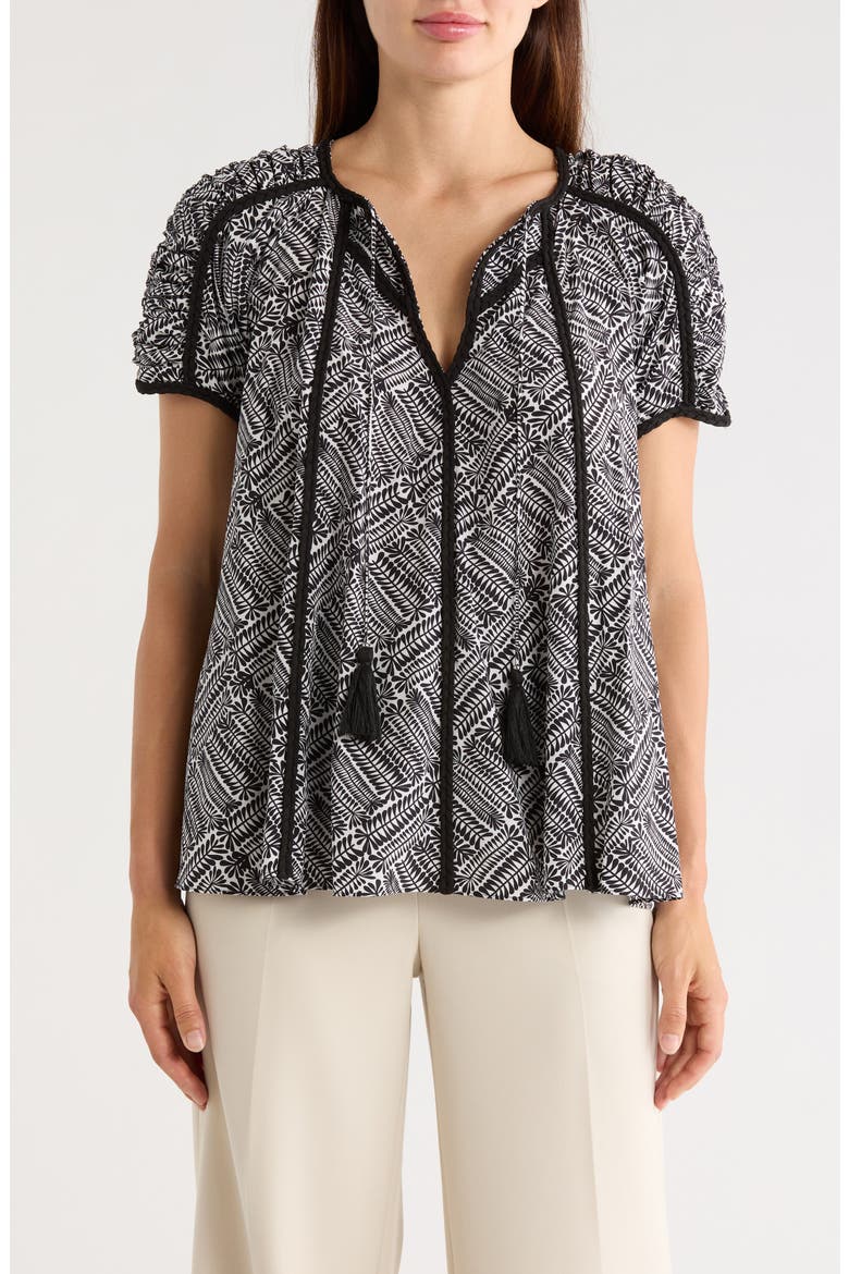 The Juliana Print Silk Top, Main, color, GEO LEAF