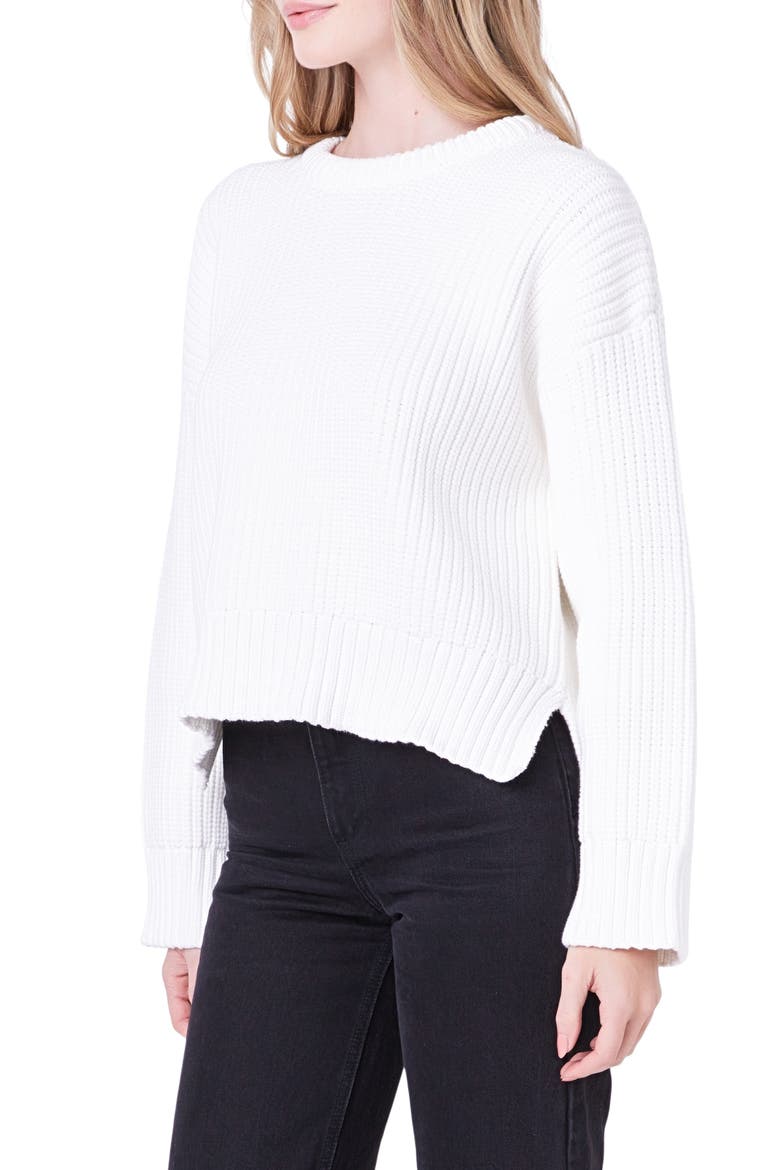 Oversize Rib Sweater, Alternate, color, WHITE