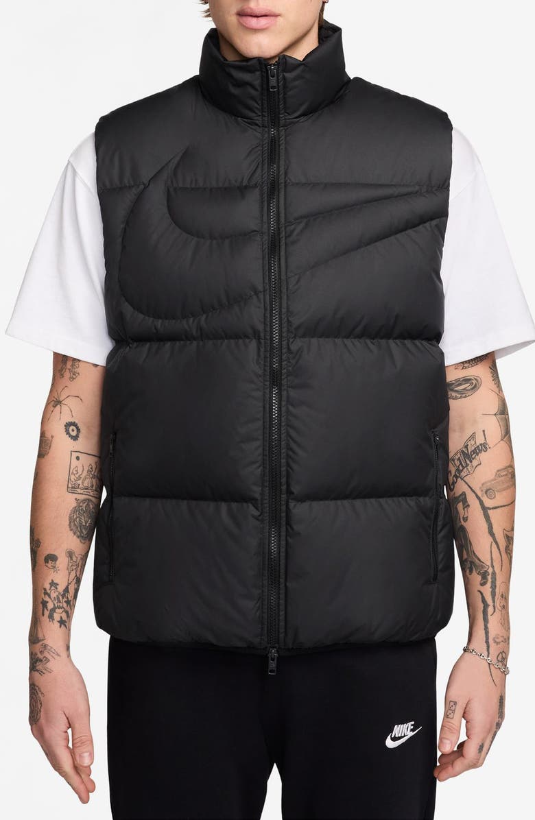 Nike Therma Flex Club Water Repellent Down Puffer Vest, Main, color, Black/ Black