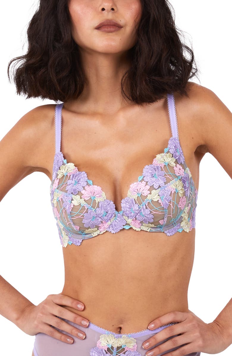 Playful Promises x Felicity Hayward Luna Embroidered Underwire Bra, Main, color, Pastel