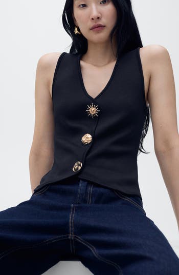 MANGO Statement Button Knit Vest | Nordstrom