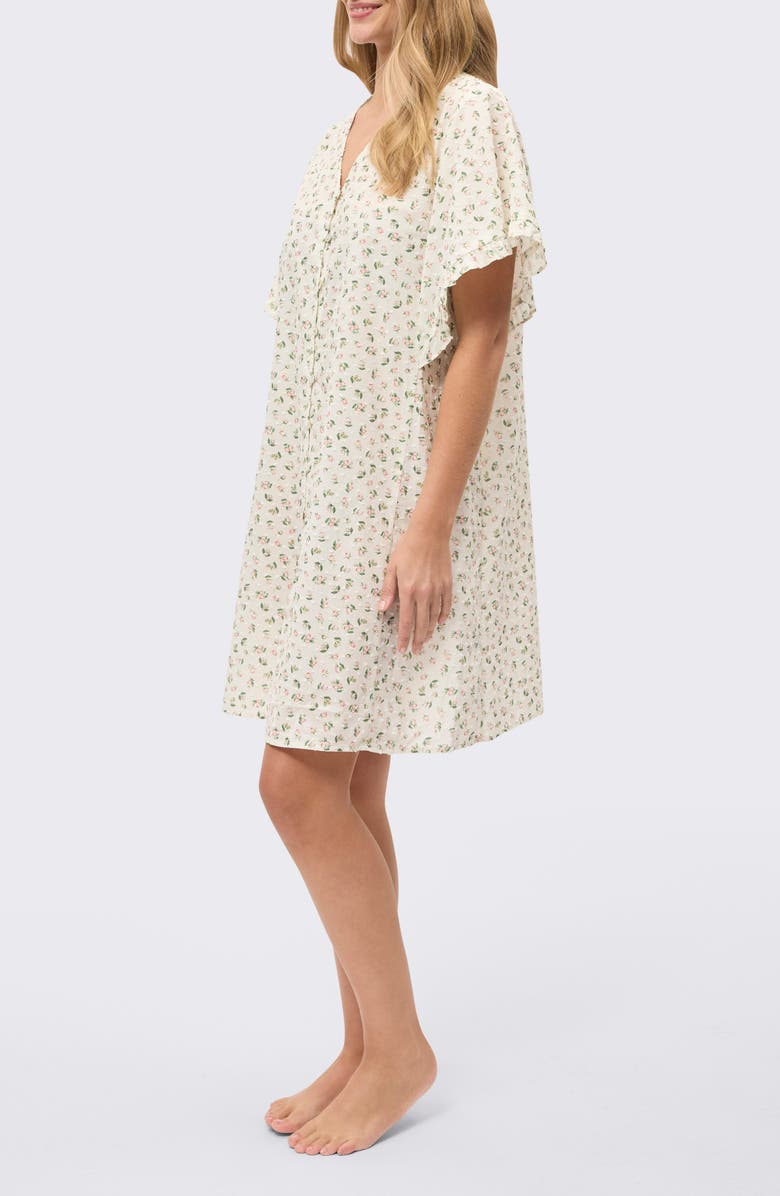 Papinelle Swiss Dot Frill Cotton Nightgown, Alternate, color, Rosebud Floral