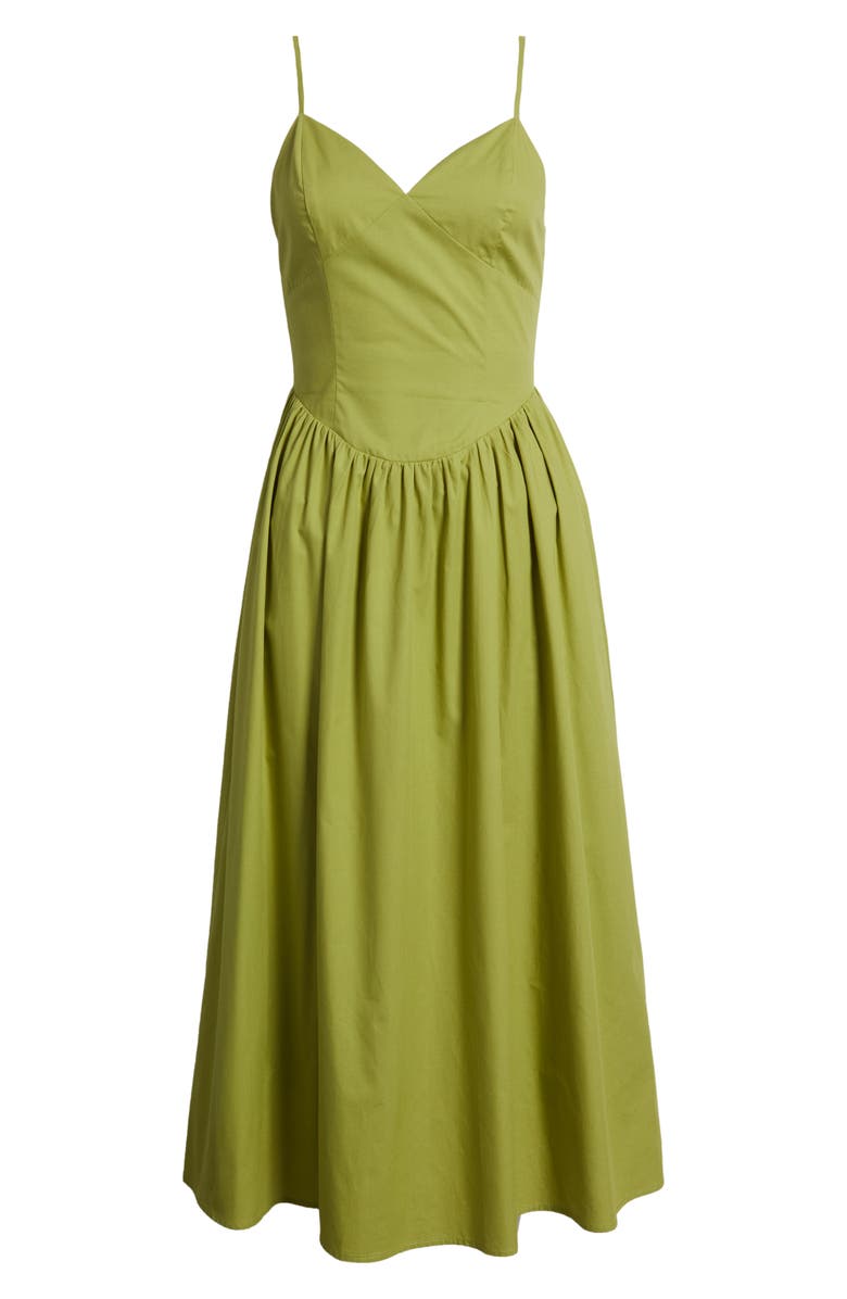 MOON RIVER V-Neck Drop Waist Cotton Midi Sundress, Alternate, color, 