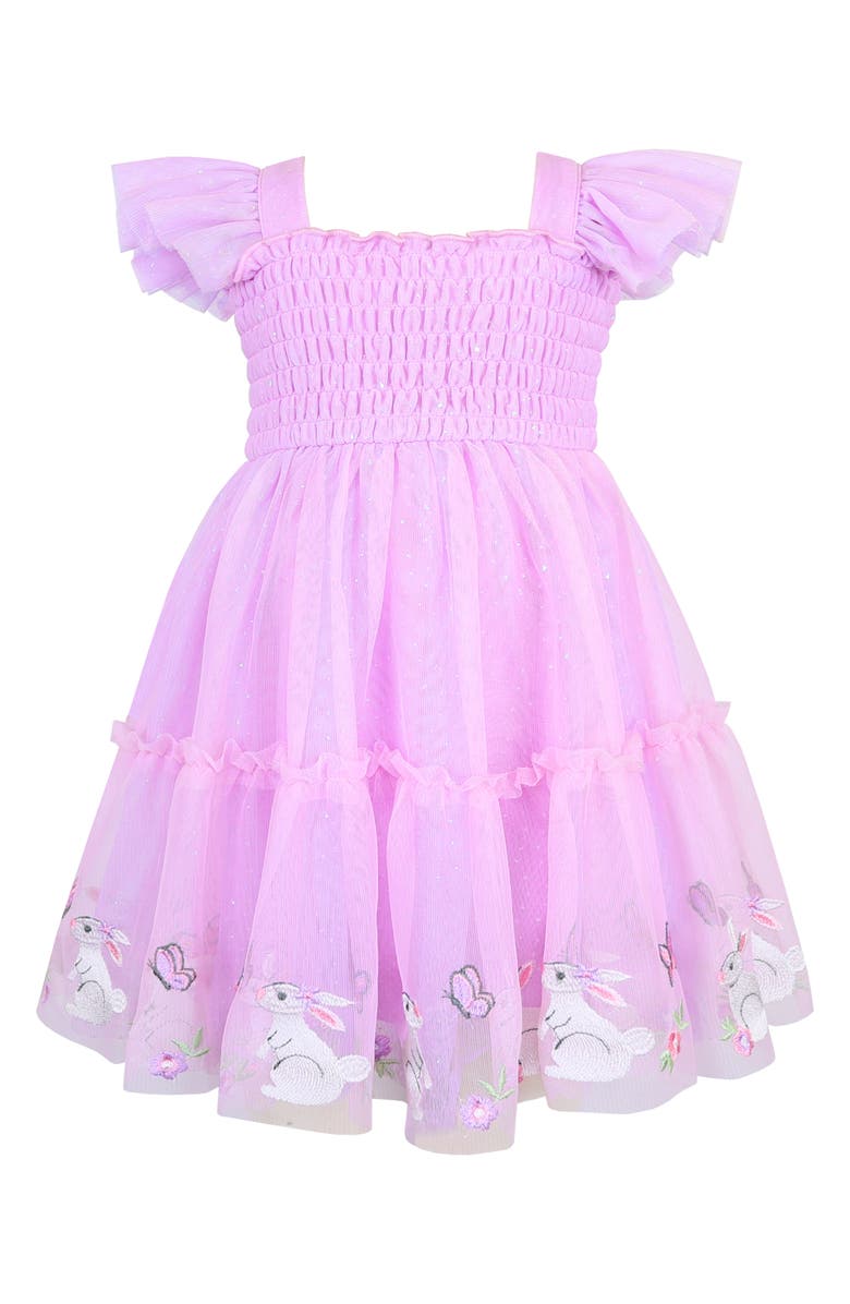 Zunie Smocked Mesh Bunny Dress, Alternate, color, Orchid
