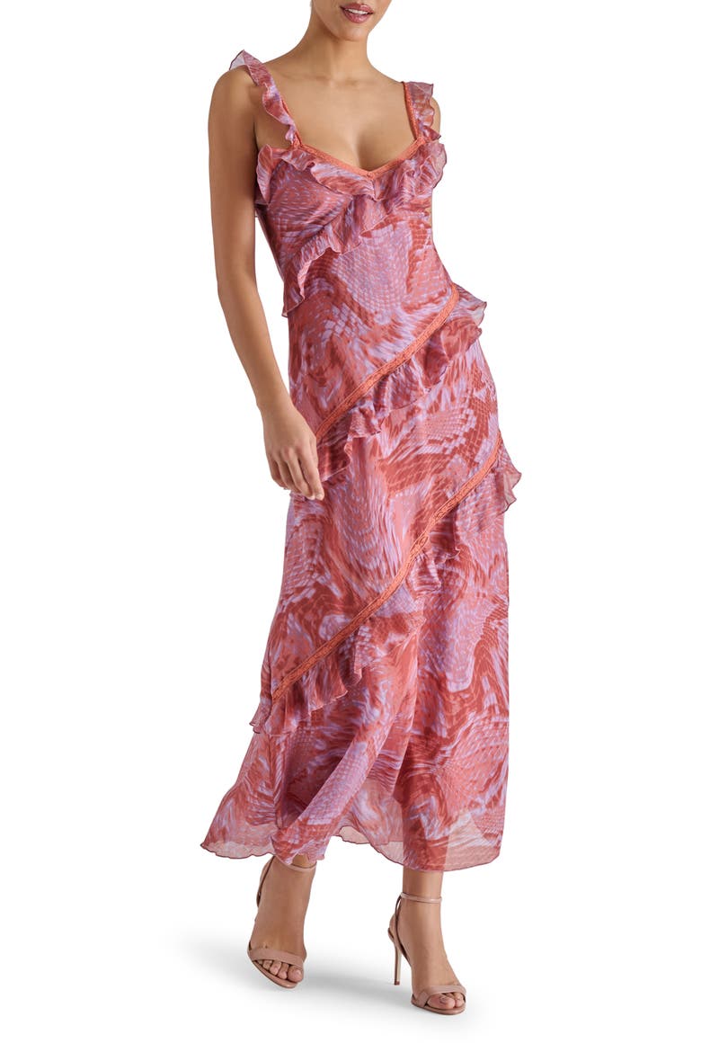 Versailles Sleeveless Ruffle Dress, Main, color, PINK SNAKE