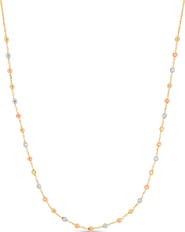 Bony Levy 14K Gold Tri-Tone Beaded Station Chain Necklace