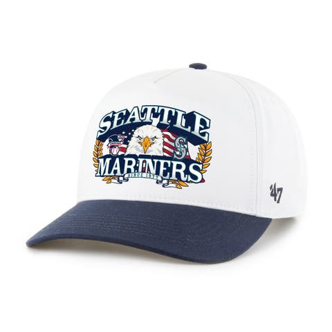 Men's '47 White/Navy Seattle Mariners Americana Eagle Hitch Adjustable Hat