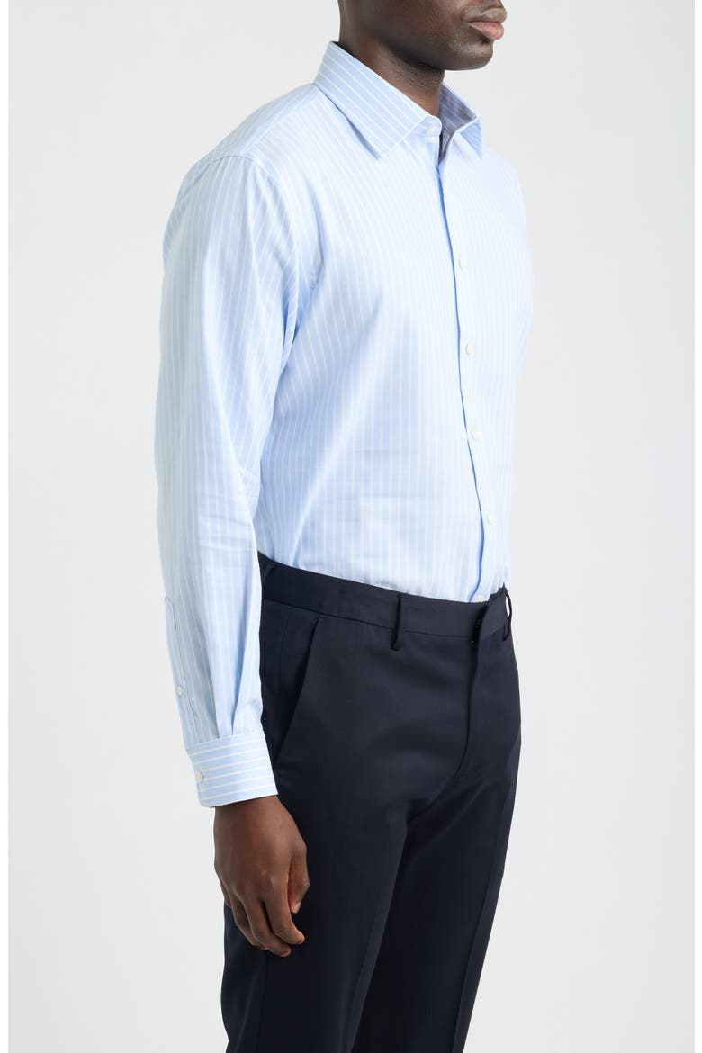 Traditional Fit Stripe Premium Non-Iron Cotton Dress Shirt, Alternate, color, BLUE- WHITE GEORGE STRIPE