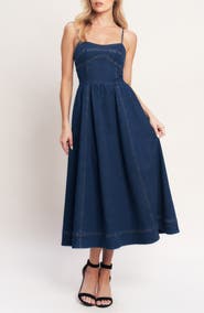 FLYING TOMATO Fit & Flare Denim Maxi Dress