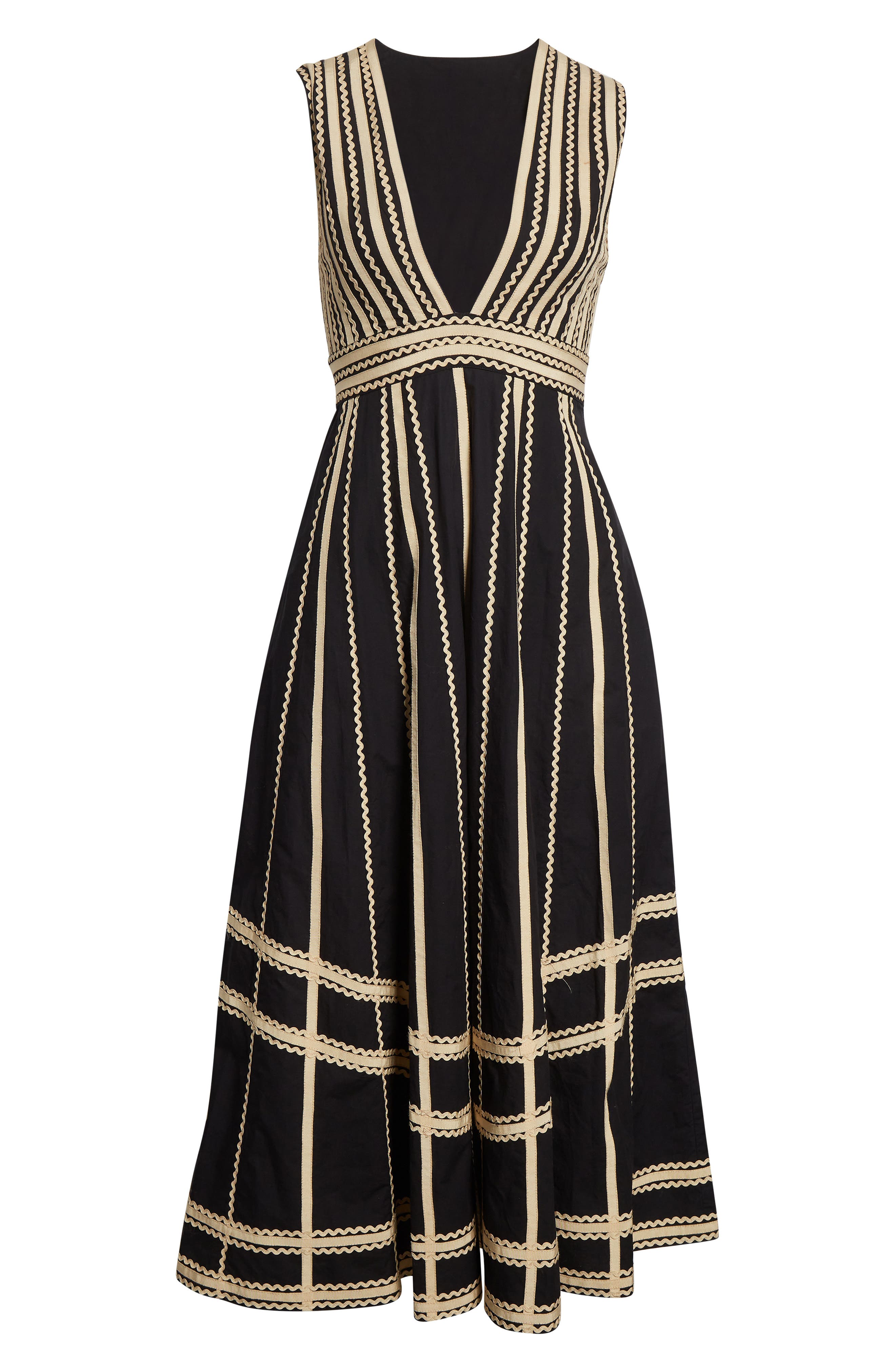 Ulla Johnson Palermo Ricrac And Grosgrain-trimmed Cotton-poplin Midi Dress In Black