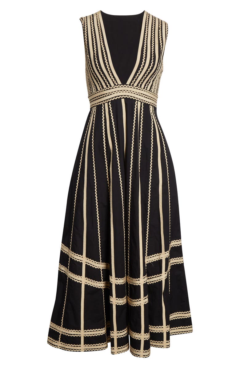 Ulla Johnson Palermo Plunge Neck Midi Dress, Main, color, Noir