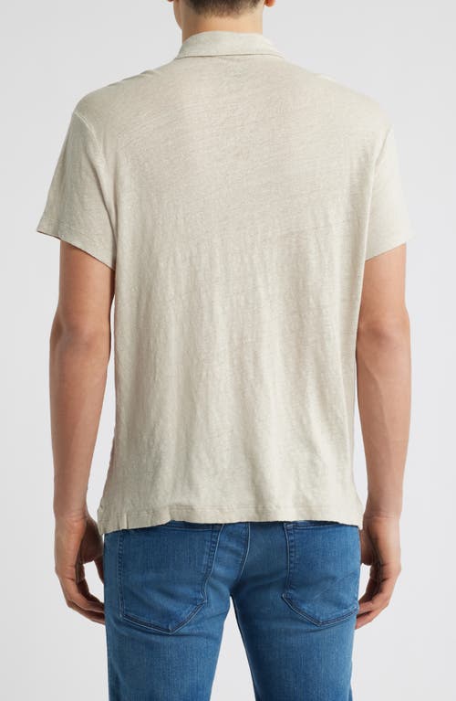 Alex Crane Ola Linen Knit Short Sleeve Button-up In Bone