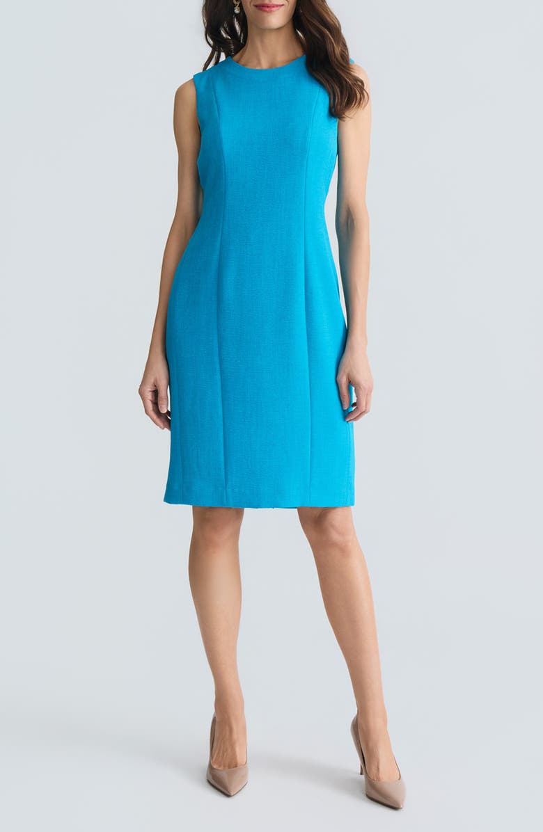 KASPER Pebble Crepe Seamed Sheath Dress, Main, color, 