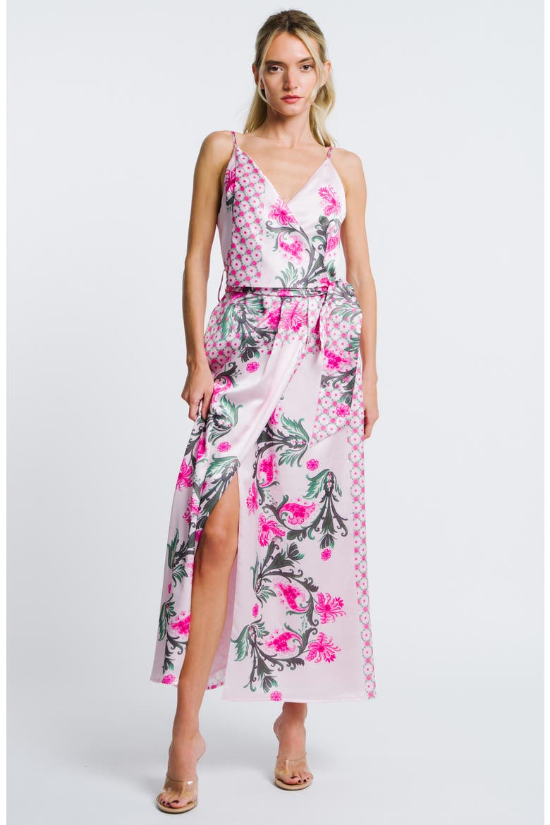 Clillian Floral Print Faux Wrap Dress, Alternate, color, PINK MULTI
