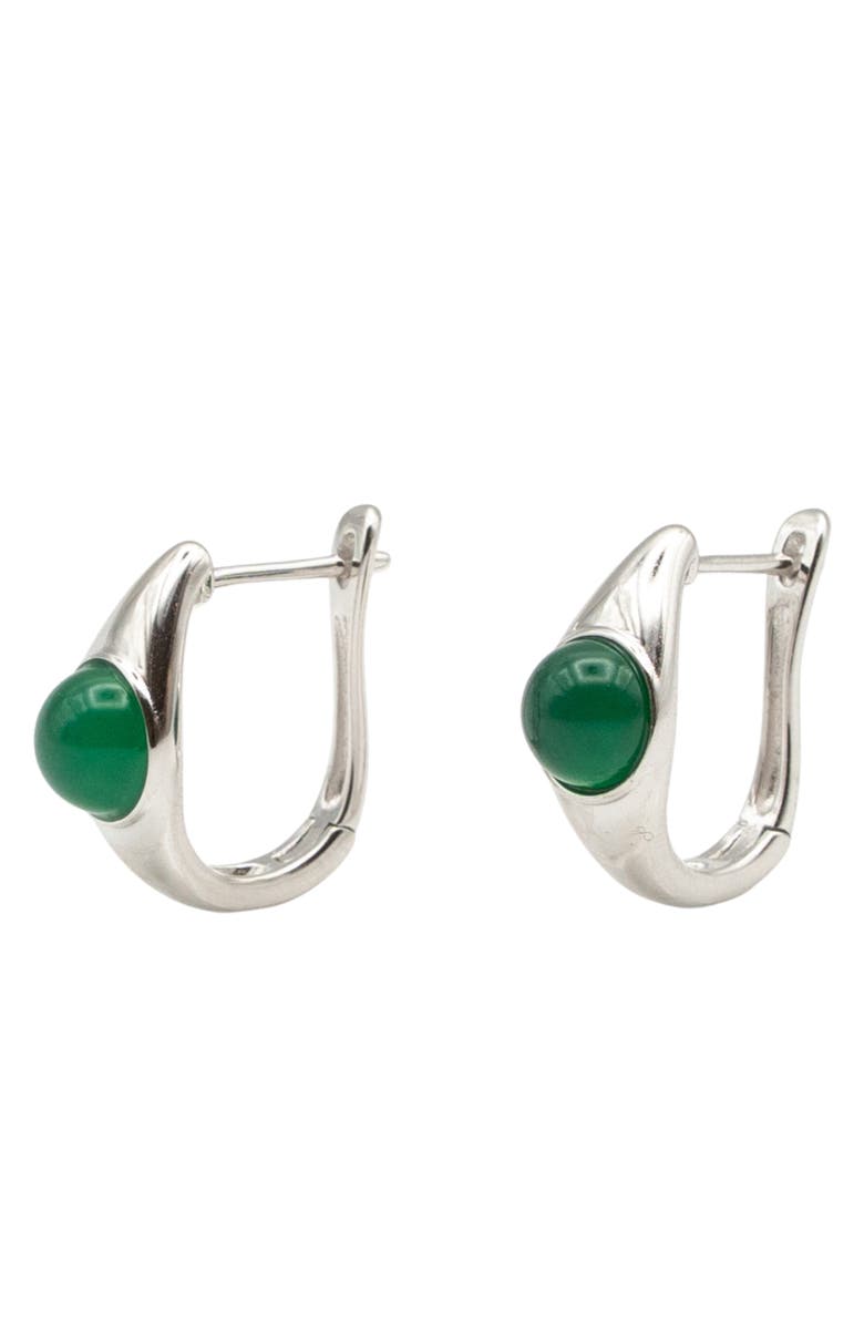 seree Brooke Jade Stone Hoop Earrings, Main, color, Green