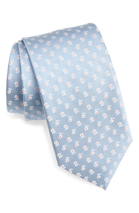 Floral Silk Blend Jacquard Tie