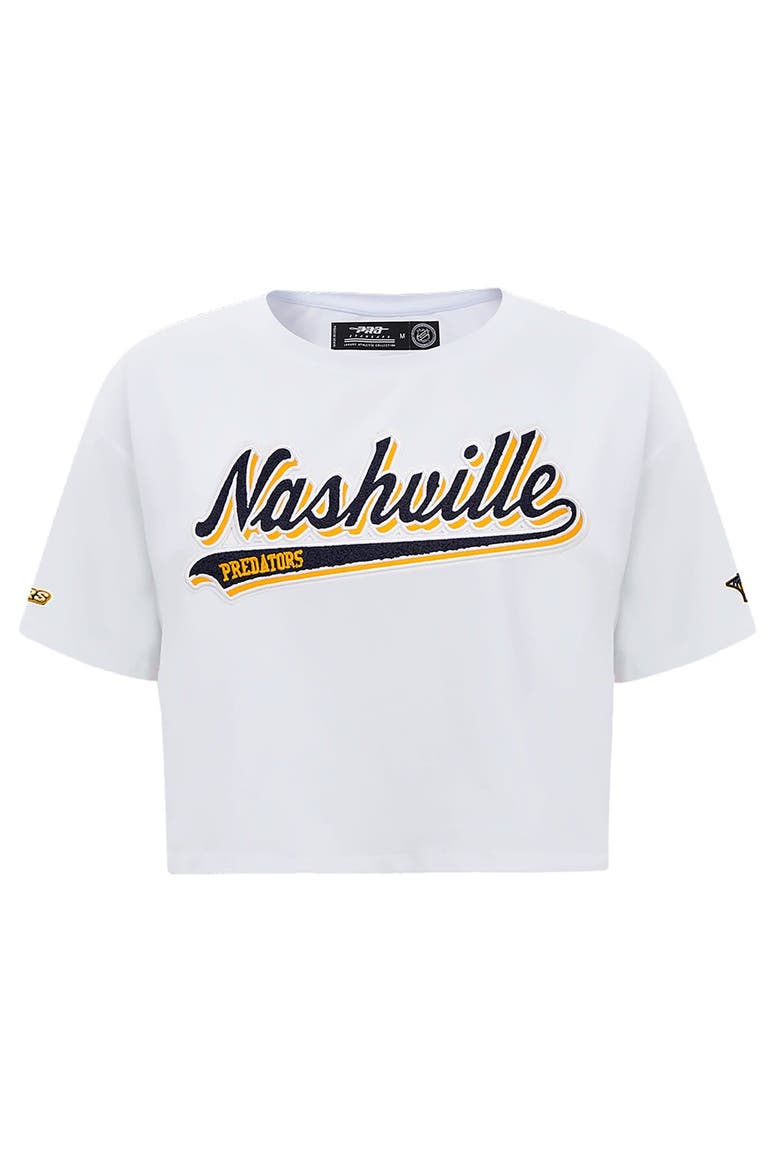 Women's Pro Standard White Nashville Predators Boxy Script Tail Cropped T-Shirt, Alternate, color, White