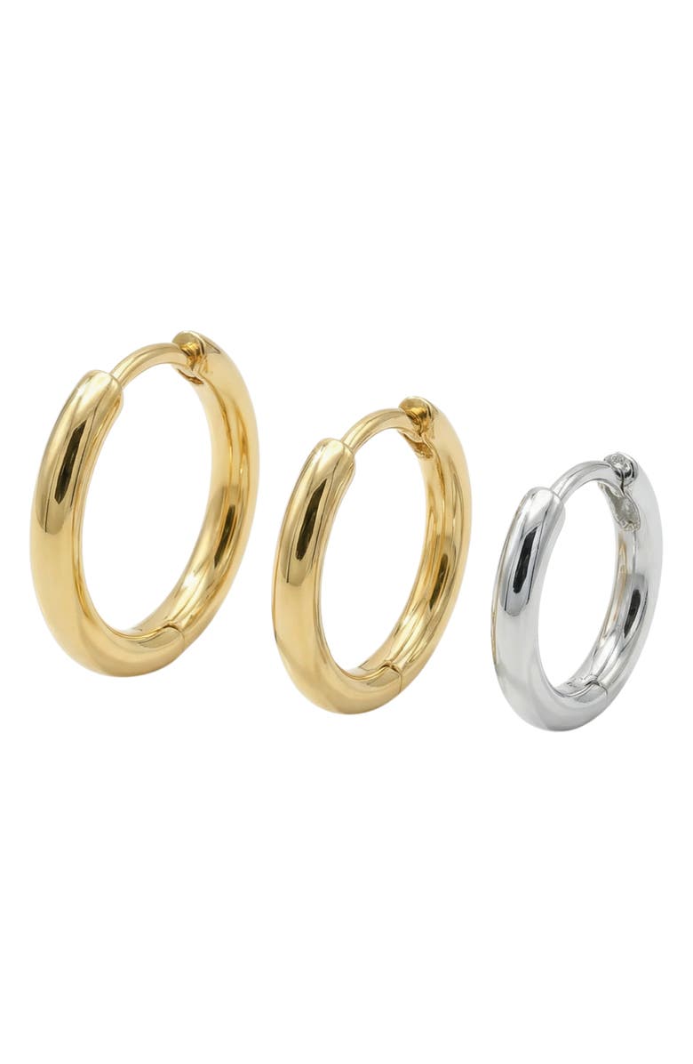 Argento Vivo Sterling Silver Set of 3 Hoop Earrings, Alternate, color, Gold/ Silver