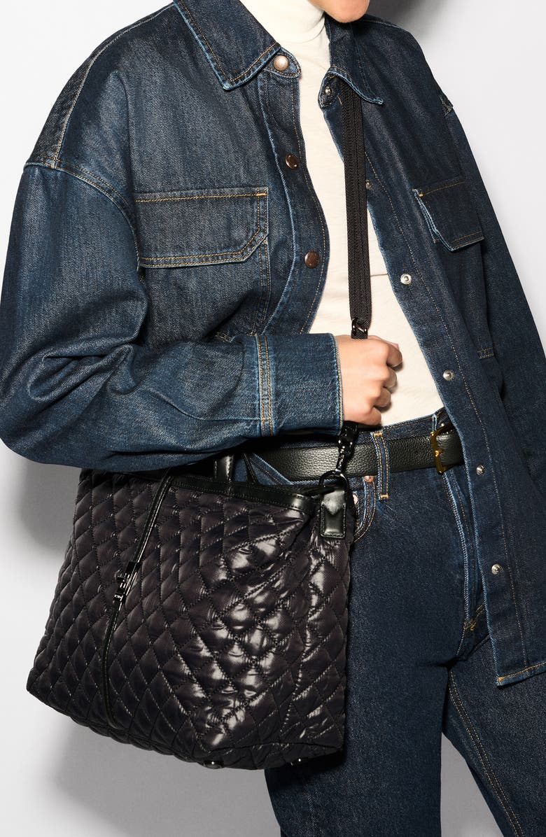 MZ Wallace Medium Astor Diamond Quilted Top Handle Bag, Alternate, color, Black